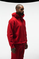 FATE HEAVYWEIGHT FLEECE CROPPED RAW HEM HOODIE - RED