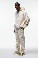 FATE HEAVYWEIGHT FLEECE DOUBLE ZIP HOODIE - CREAM