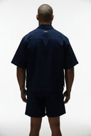 PURPOSE CROPPED CUBAN BUTTON DOWN SHIRT - NAVY