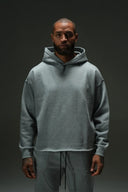 FATE HEAVYWEIGHT FLEECE CROPPED RAW HEM HOODIE - HEATHER GREY