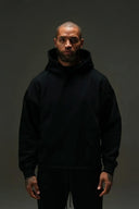 FATE HEAVYWEIGHT FLEECE CROPPED RAW HEM HOODIE - BLACK