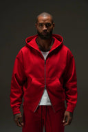 FATE HEAVYWEIGHT FLEECE DOUBLE ZIP HOODIE - RED