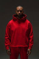 FATE HEAVYWEIGHT FLEECE CROPPED RAW HEM HOODIE - RED