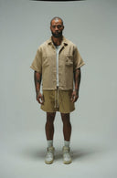 LORD CROPPED CUBAN BUTTON DOWN SHIRT - TAUPE