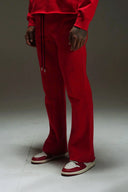 FATE HEAVYWEIGHT FLEECE FLARED SWEATPANTS - RED